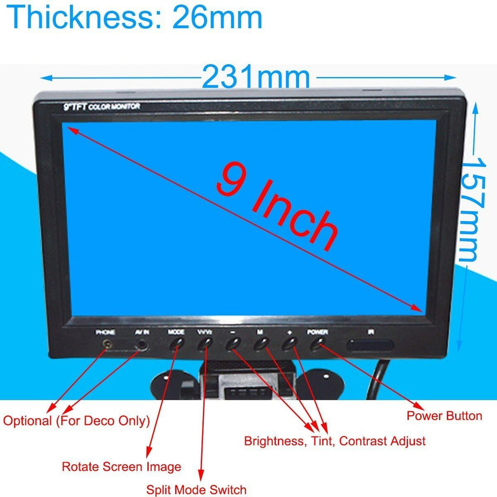 9 TFT LCD Quad Split Monitor with Remote Control P117