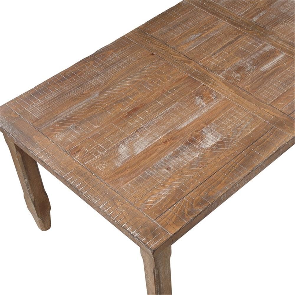 Light Brown Distressed Wood Extendable Dining Table J1339