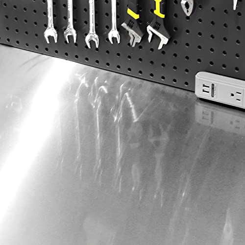 Heavy Duty Commercial Lighted Workcenter with Pegboard, 500 lbs. Weight Capacity, Stainless Steel Top, 48" W x 24" D x 65.5" H Q3041