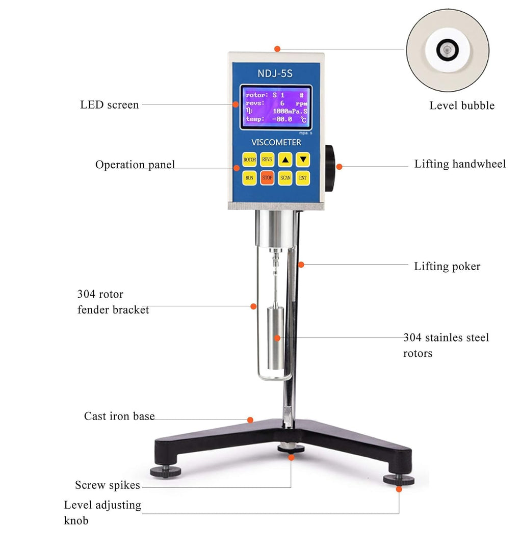 Digital Rotary Viscometer with Temp. Probe 10-6,000,000 mPa.s ±3% 110V I6389