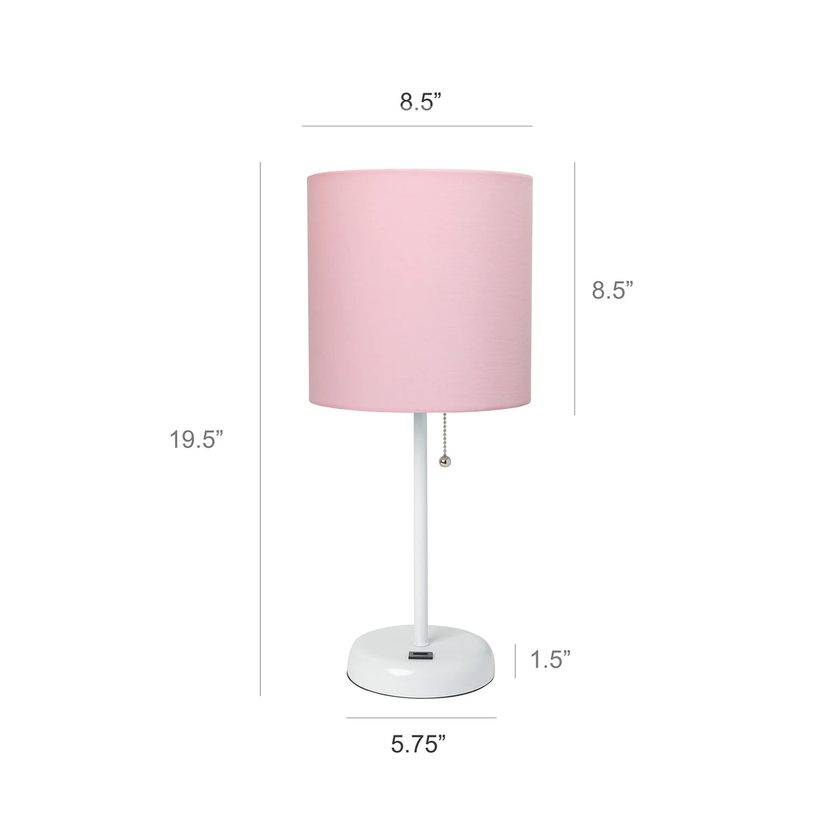 White Stick Lamp with Fabric Shade D54004