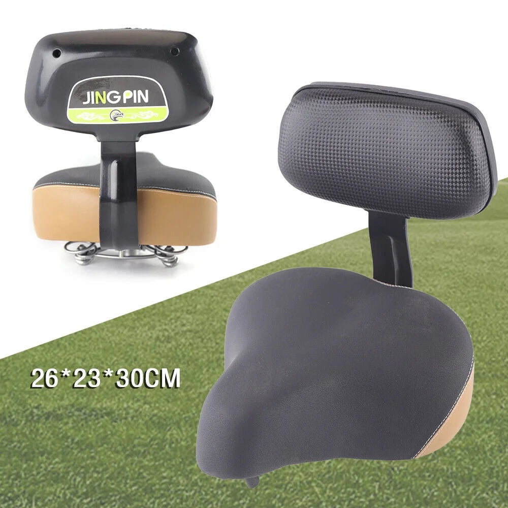 Black Comfort Bicycle Seat Saddle with Soft Back Rest 12" x 10" P833