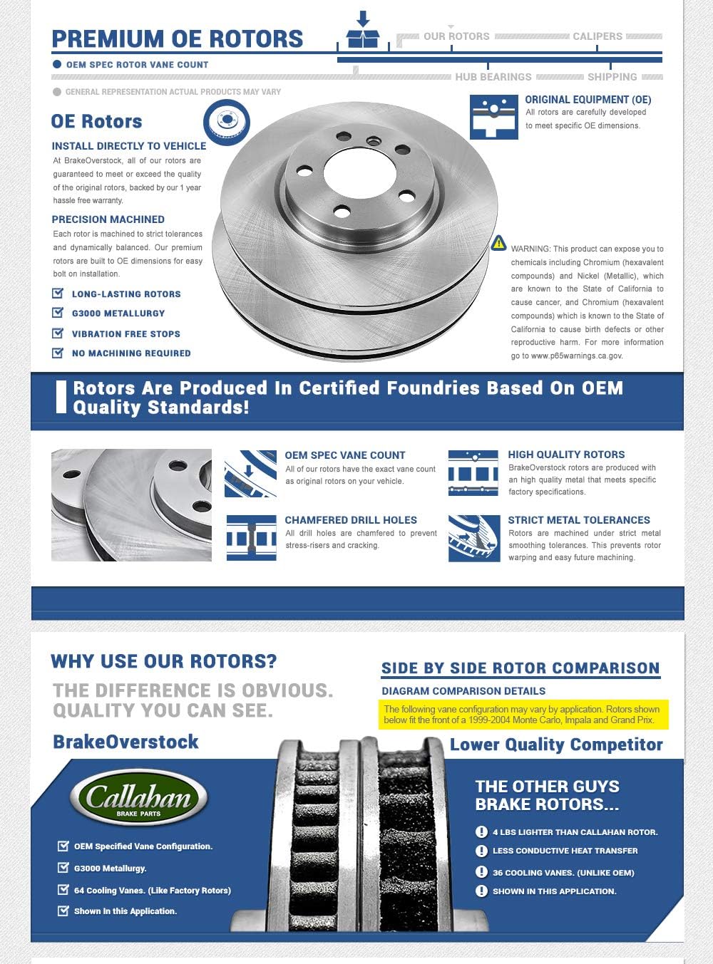 6 Lug Brake Rotors with Ceramic Pads and Hardware H576950