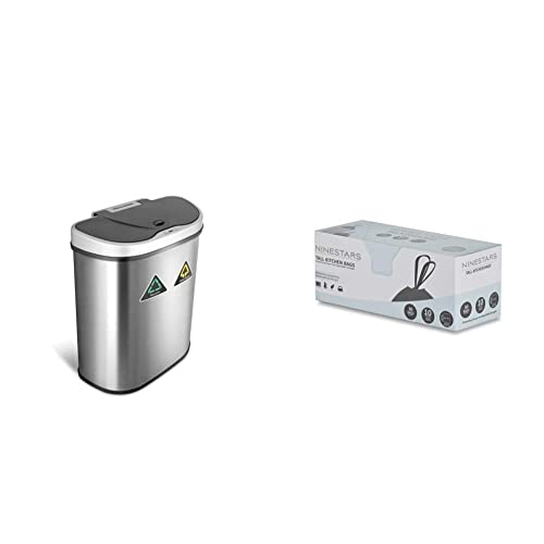 Automatic Touchless Motion Sensor Semi-Round Trash Can/Recycler, 18.5 Gal. 70 L., Stainless Steel U96636