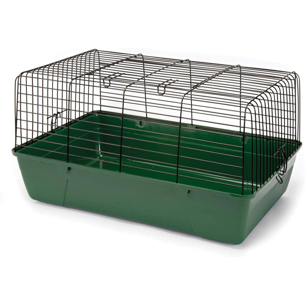 Small Animal Cage with Black Wire Body and Green Plastic B35928
