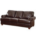 Brown Faux Leather Sofa with Rolled Arms W717