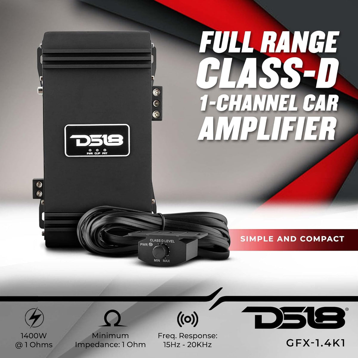 1400 Watts RMS 1-Channel Class D Car Audio Amplifier C6044