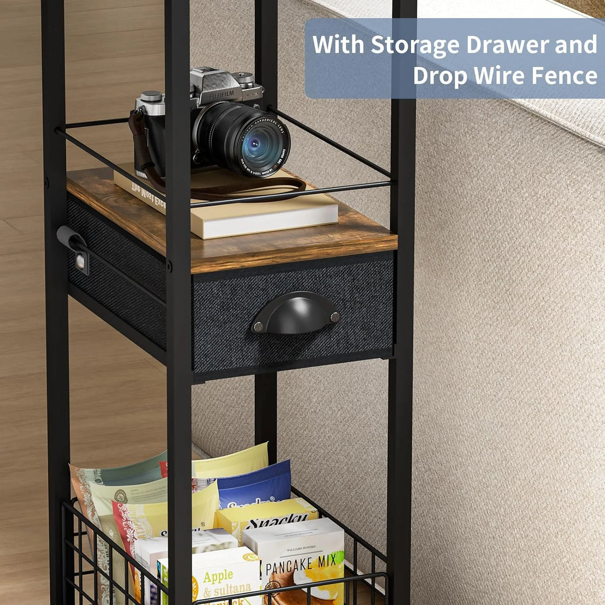 C-Shape Metal End Table with Drawer G914643