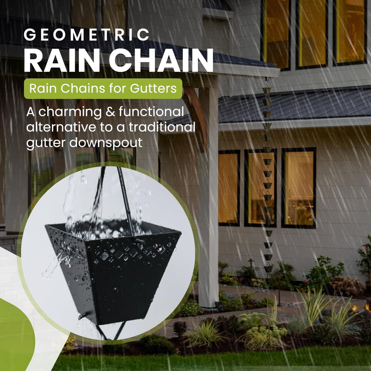 Black Powder Coated Rain Chain Kit 10 ft W7013