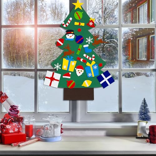 3.2 Feet Felt Christmas Tree with 32PCS Ornaments X233123
