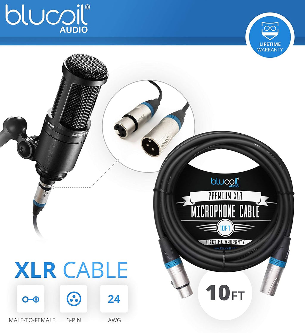 Cardioid Condenser Microphone Bundle with 12 Acoustic Foam Isolation Panel Wedges, 10' XLR Cable, Boom Arm, Pop Filter, and Headphones S572