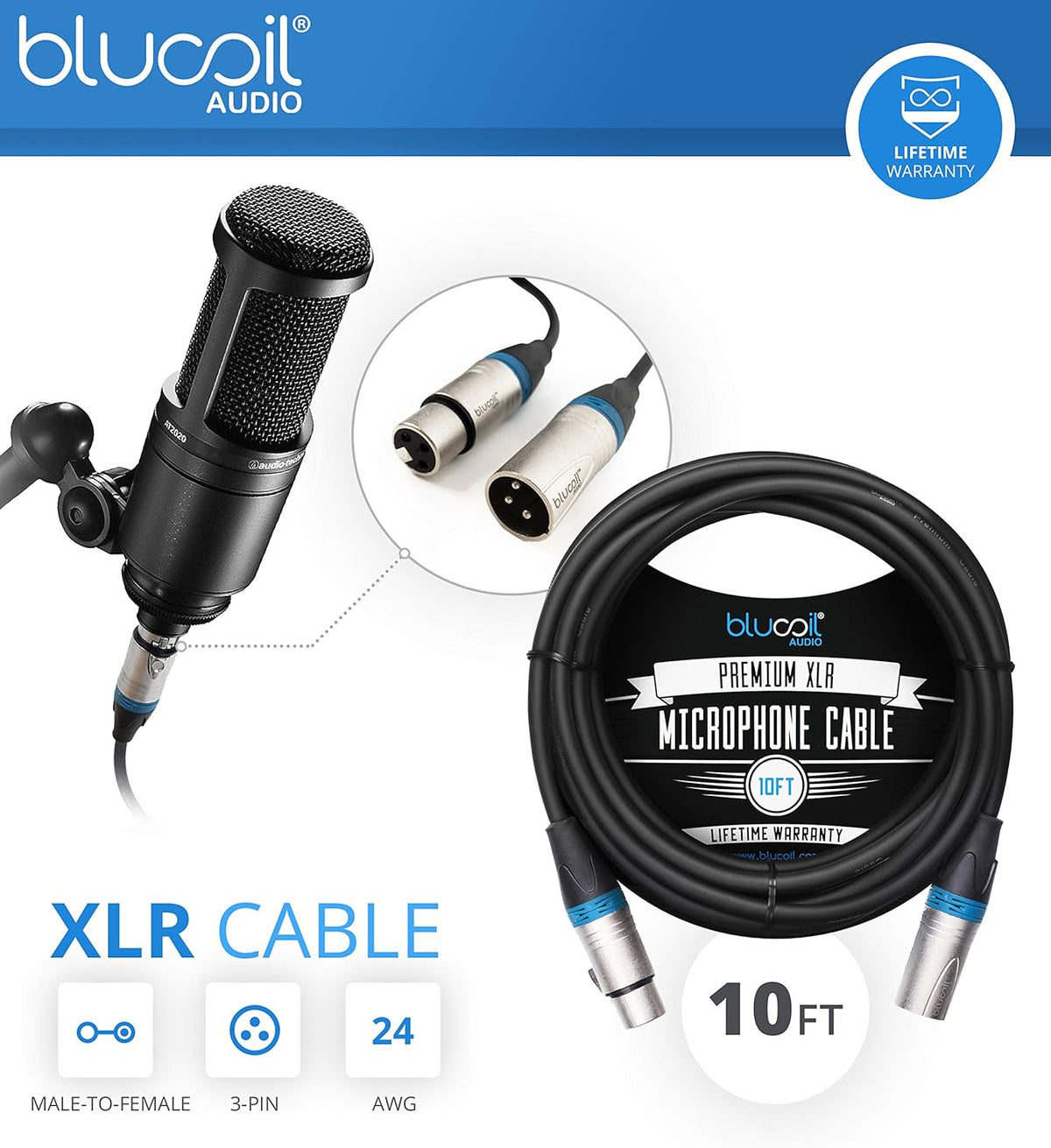 Cardioid Condenser Microphone Bundle with 12 Acoustic Foam Isolation Panel Wedges, 10' XLR Cable, Boom Arm, Pop Filter, and Headphones S572