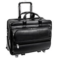 Black Leather 17 Detachable Wheeled Laptop Case D73449