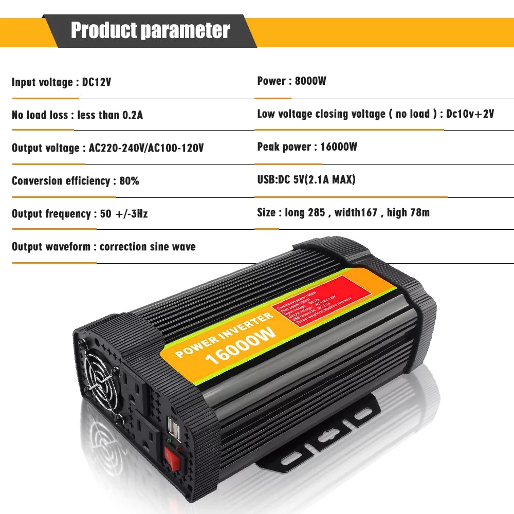 16000W Peak Power Inverter with Dual USB Port C6227