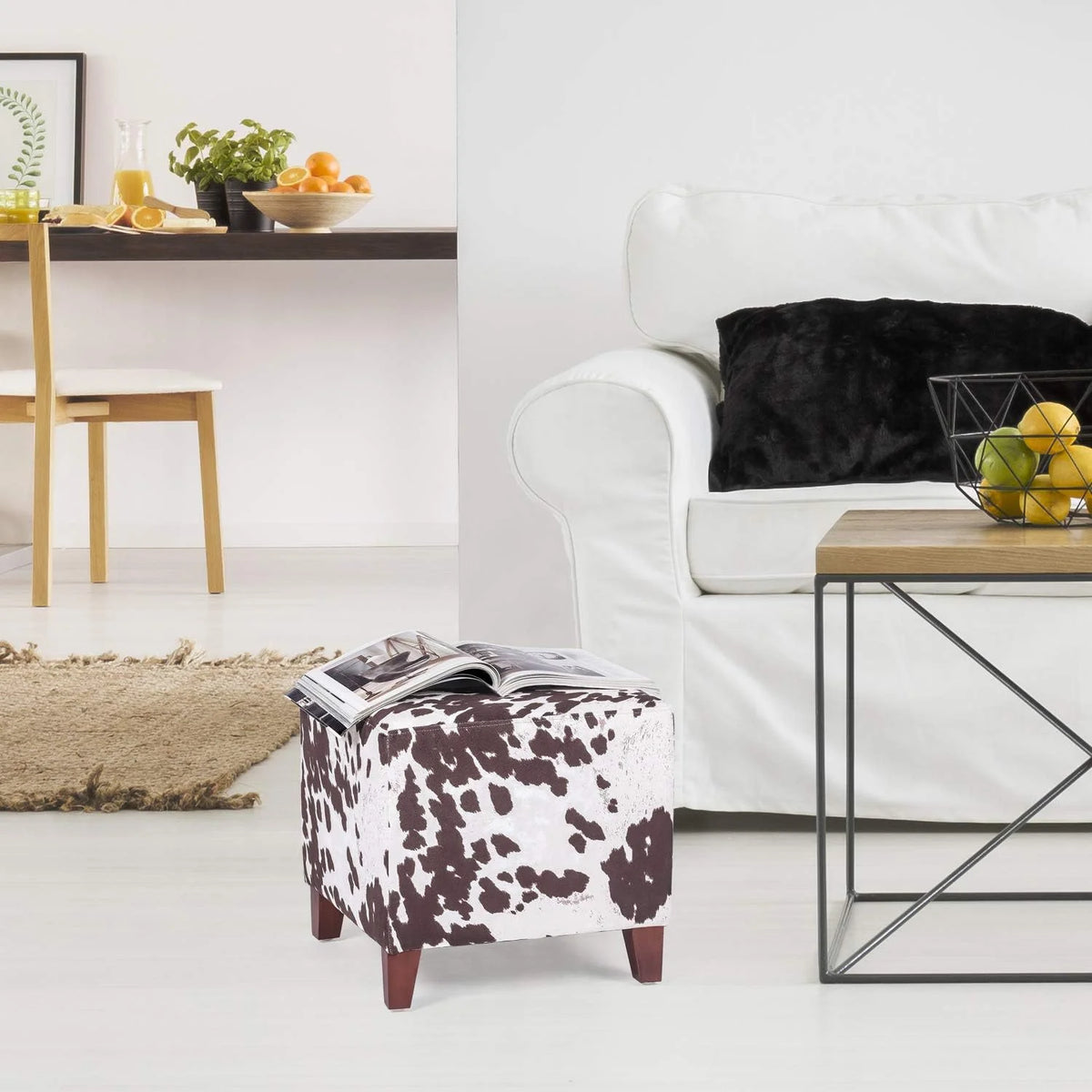 Square Ottoman With Wooden Legs M962082