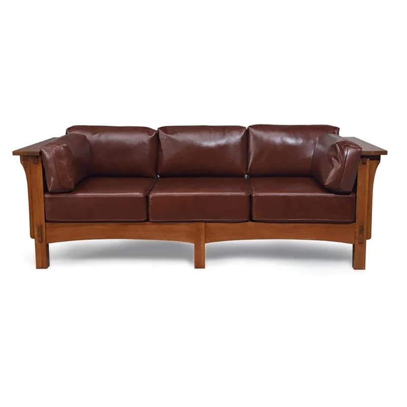 Solid Quarter Sawn White Oak and Leather Cushions Sofa X57139