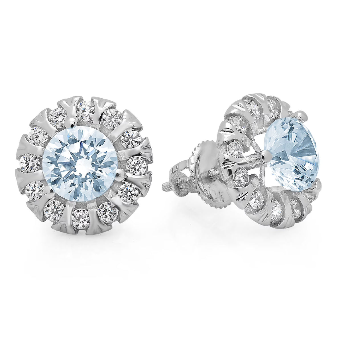 14K White Gold Halo Stud Earrings R1976