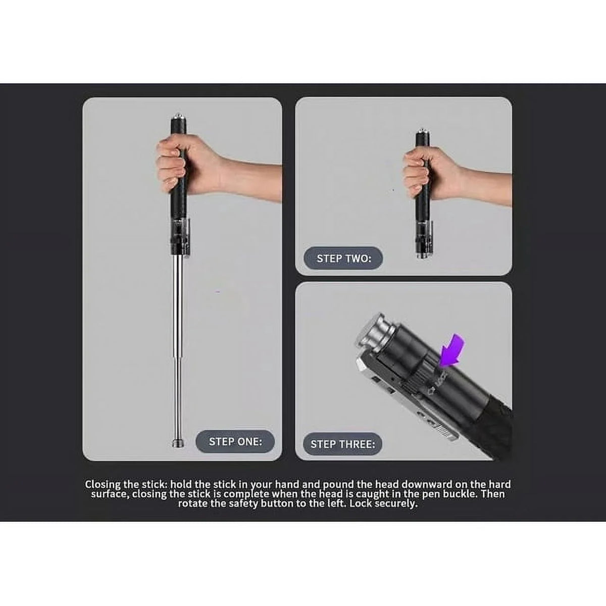 Enhanced Automatic Retractable Hiking Stick 3 Sections Trekking Poles with Sleeves and Tail Ropes Non-Slip E8465