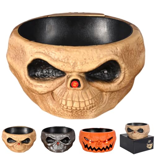 Light up Halloween Candy Skull Bowl with Movable Skeleton Hand B27630