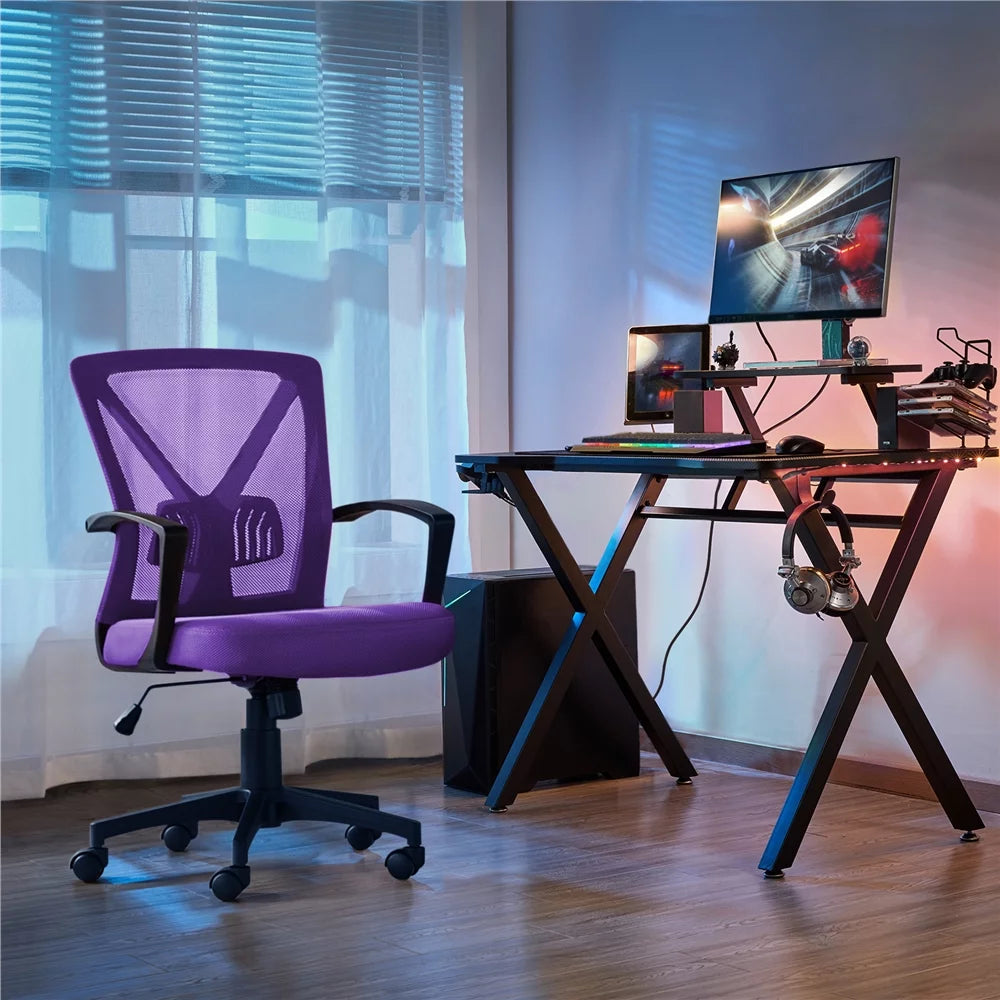 Purple Adjustable Mesh Mid Back Office Chair Set of 2 S511357