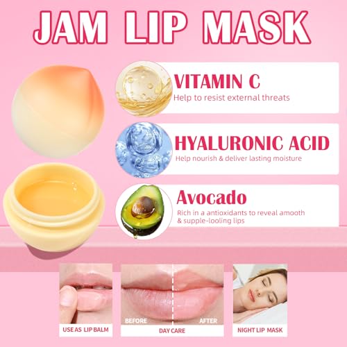 6 PCS Mini Strawberry Lemon Peach Cherry Moisturizing Lip Sleeping Mask Set W75737