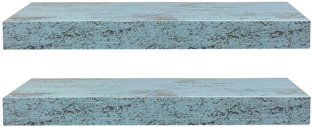 Blue 2 Pack Rustic Wood Floating Wall Shelves O93978