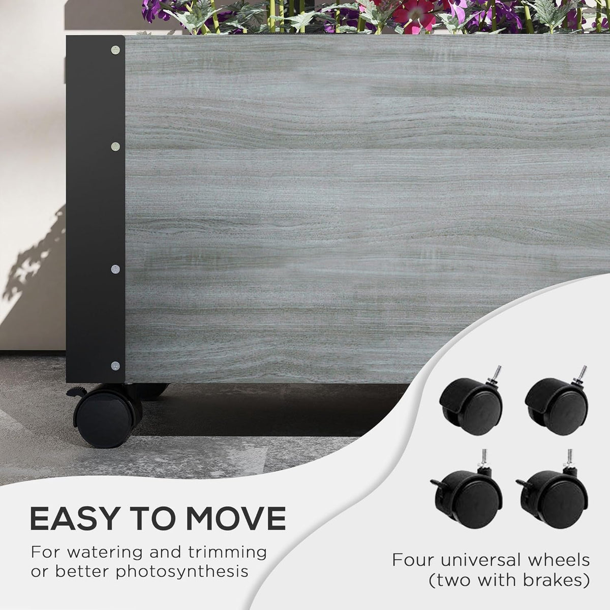 Gray Raised Garden Bed with Trellis Q7588