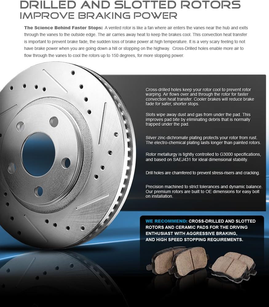 Powder Coated Red Calipers Rotors Ceramic Pads Kit U5606