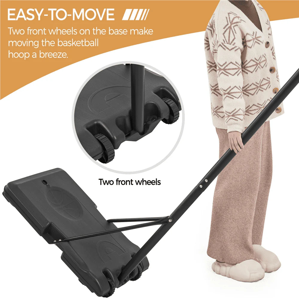 Height Adjustable Portable Basketball Hoop with Wheels H97694