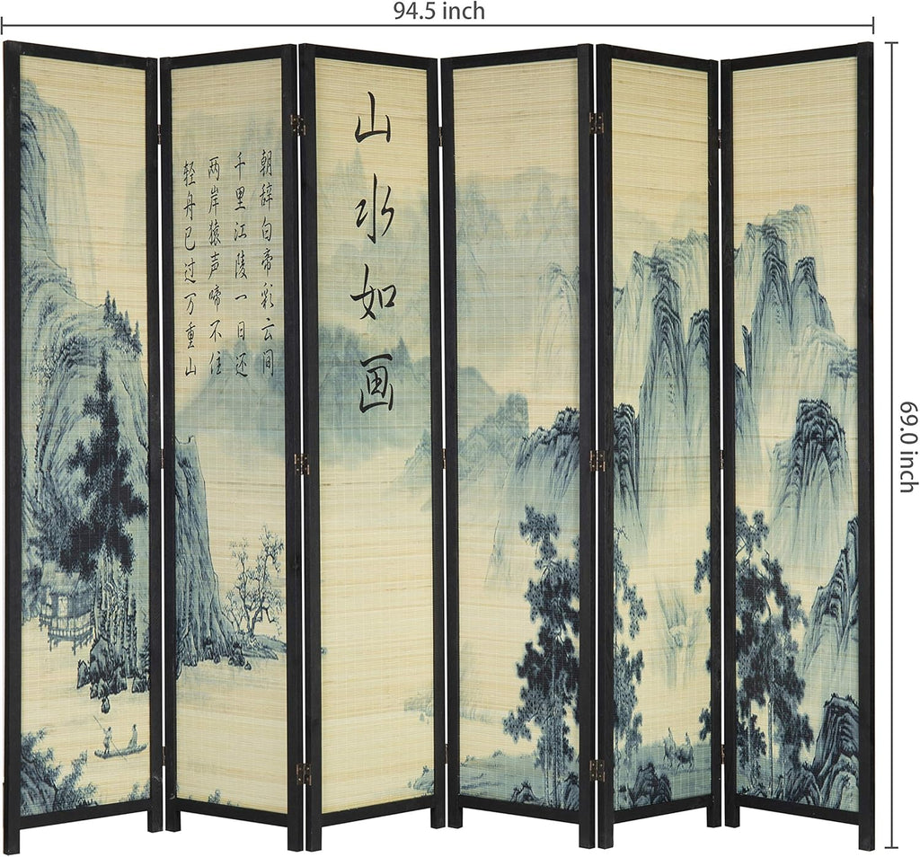 6-Panel Bamboo Freestanding Room Divider C460