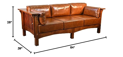 Solid Quarter Sawn White Oak and Leather Cushions Sofa X57139