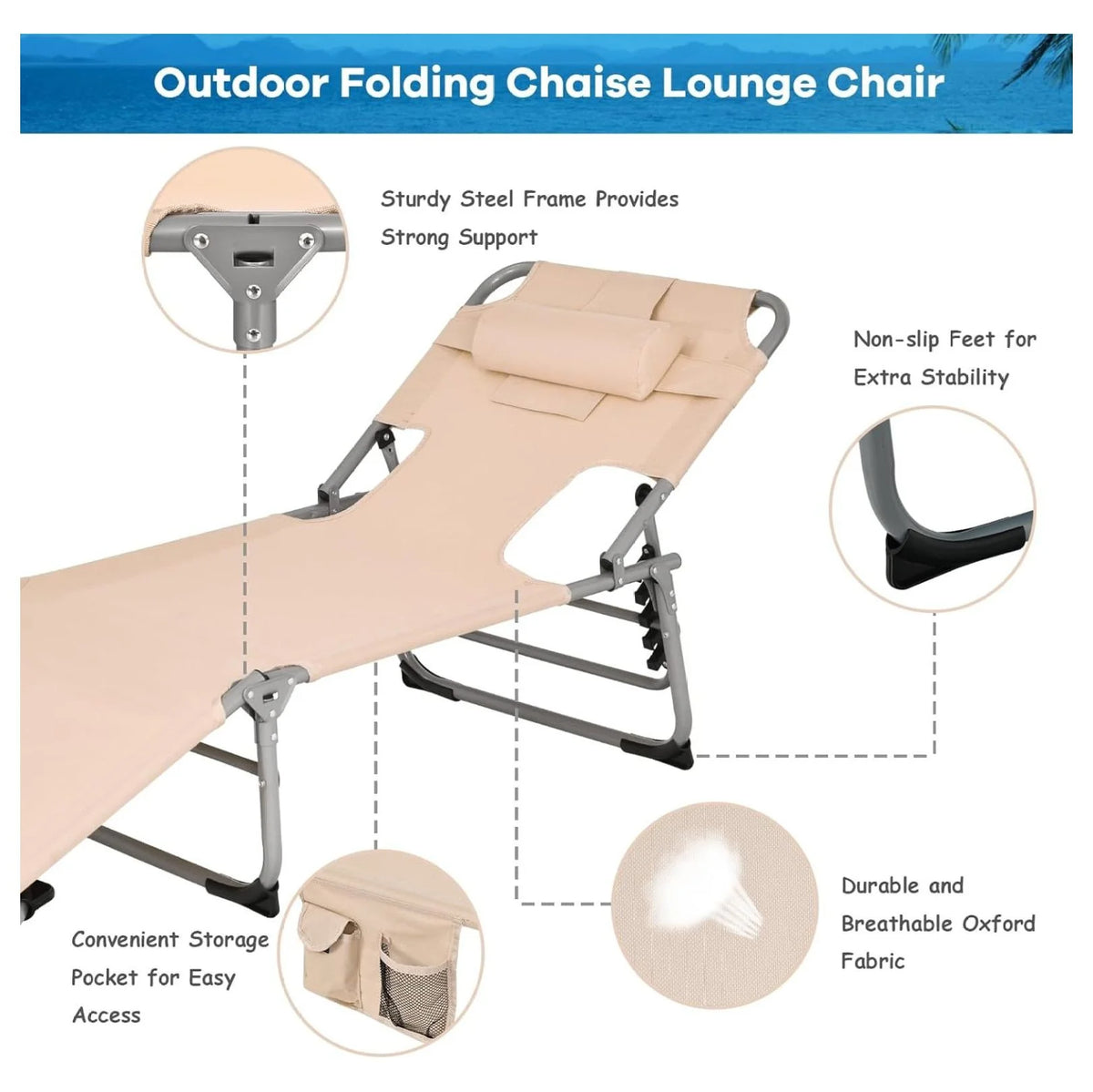 Folding Tanning Chair with Face Arm Hole Z9686