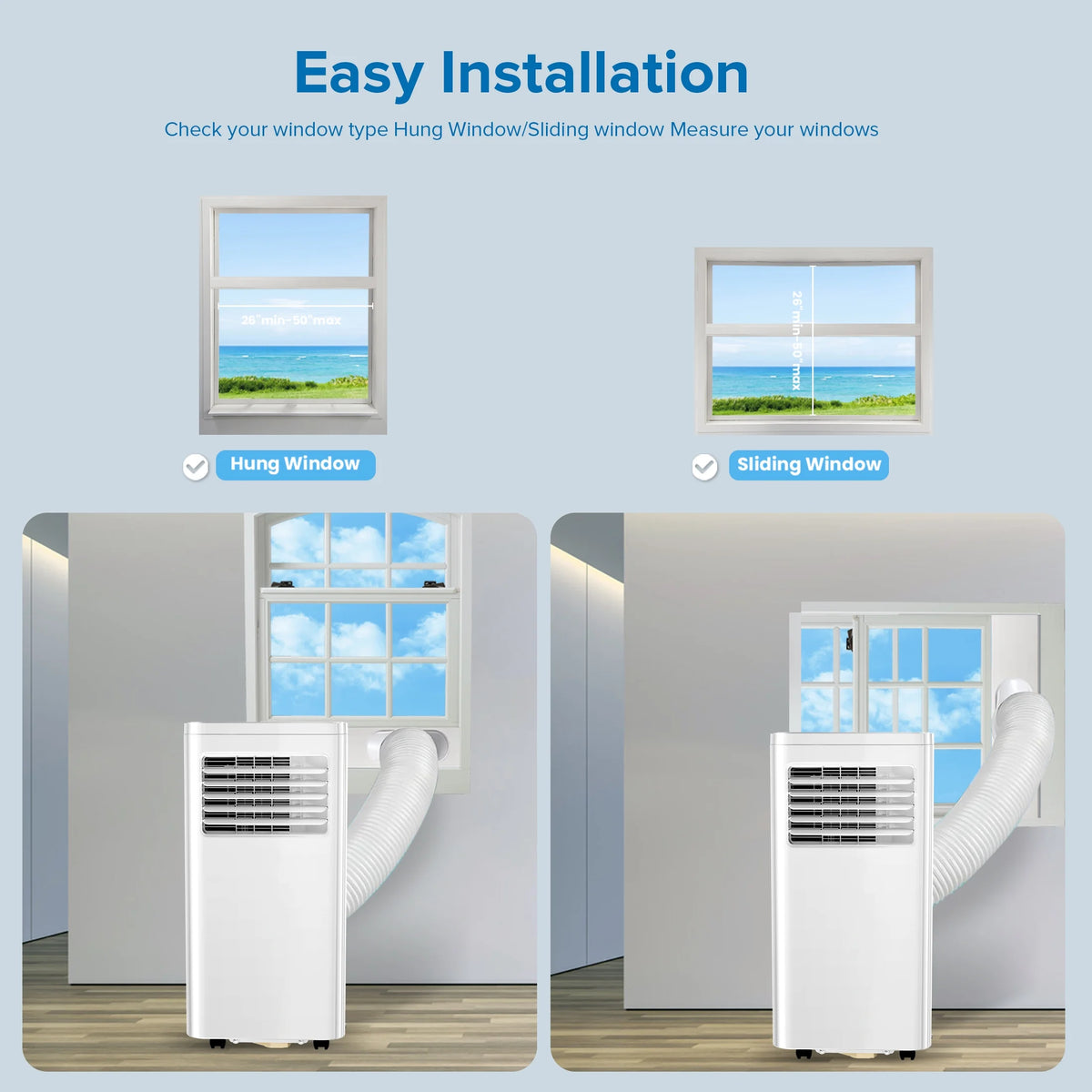 Portable Air Conditioner 5000BTU 8000 BTU ASHRAE 250 Sq.Ft Z865