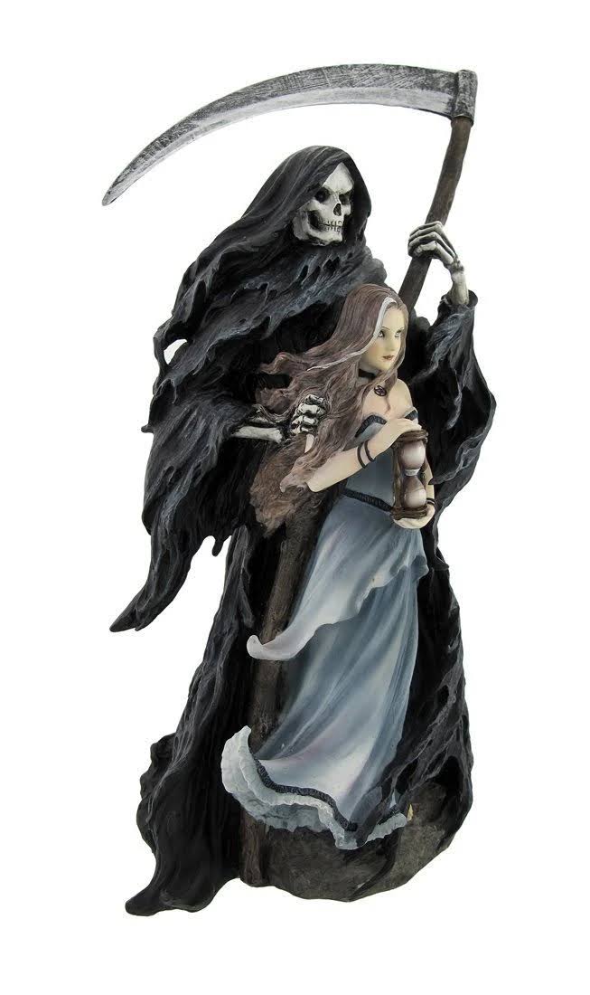 Blue Gown Hooded Grim Reaper and Witch Figure N74770