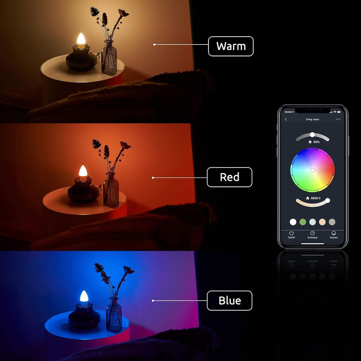 Smart Candelabra Bulb LED RGBCW E12 WiFi 6 Pack L588570
