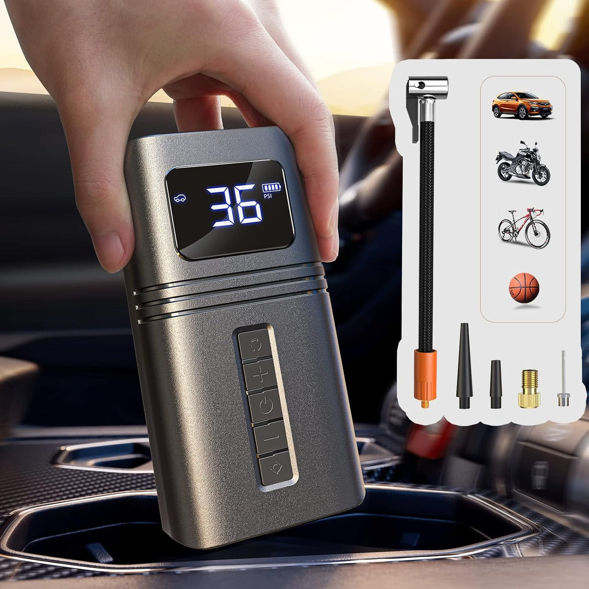 Cordless Tire Inflator Portable Air Compressor with 6000mAh Battery 150PSI LED Light K68800