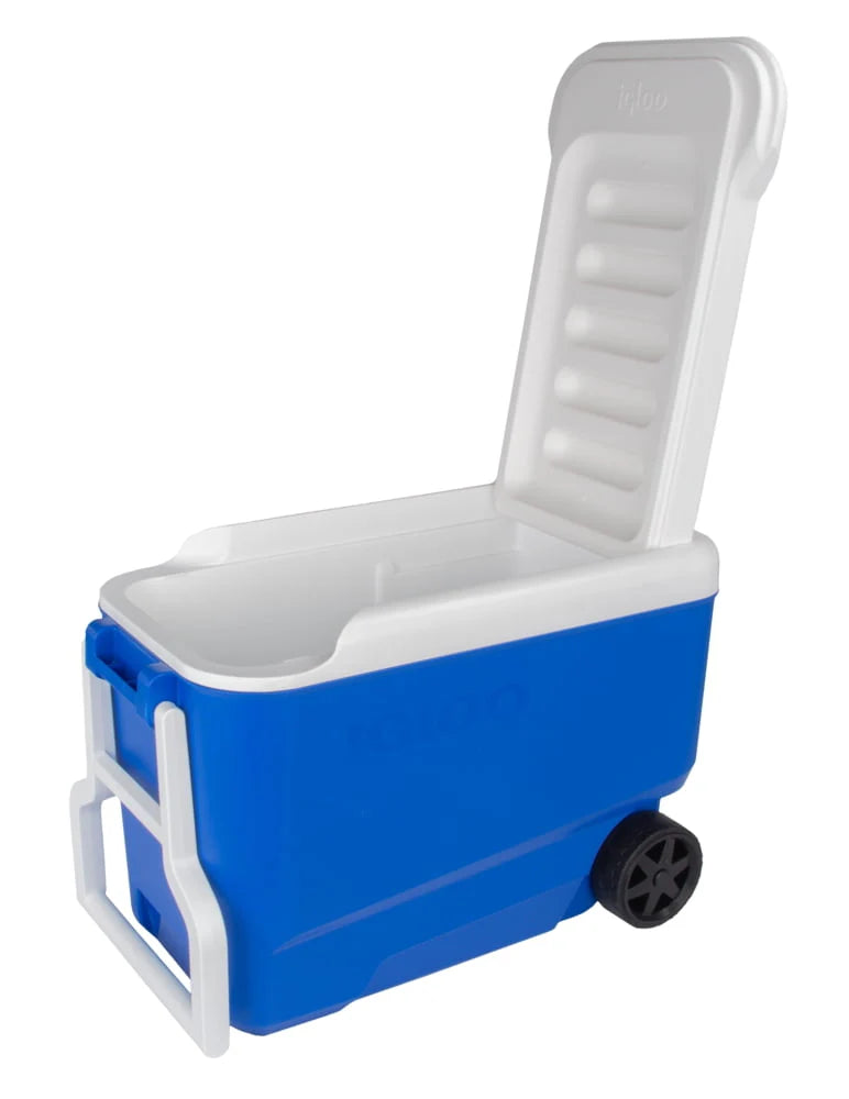 38 QT. Hard-Sided Ice Chest Cooler with Wheels, Blue Q589479