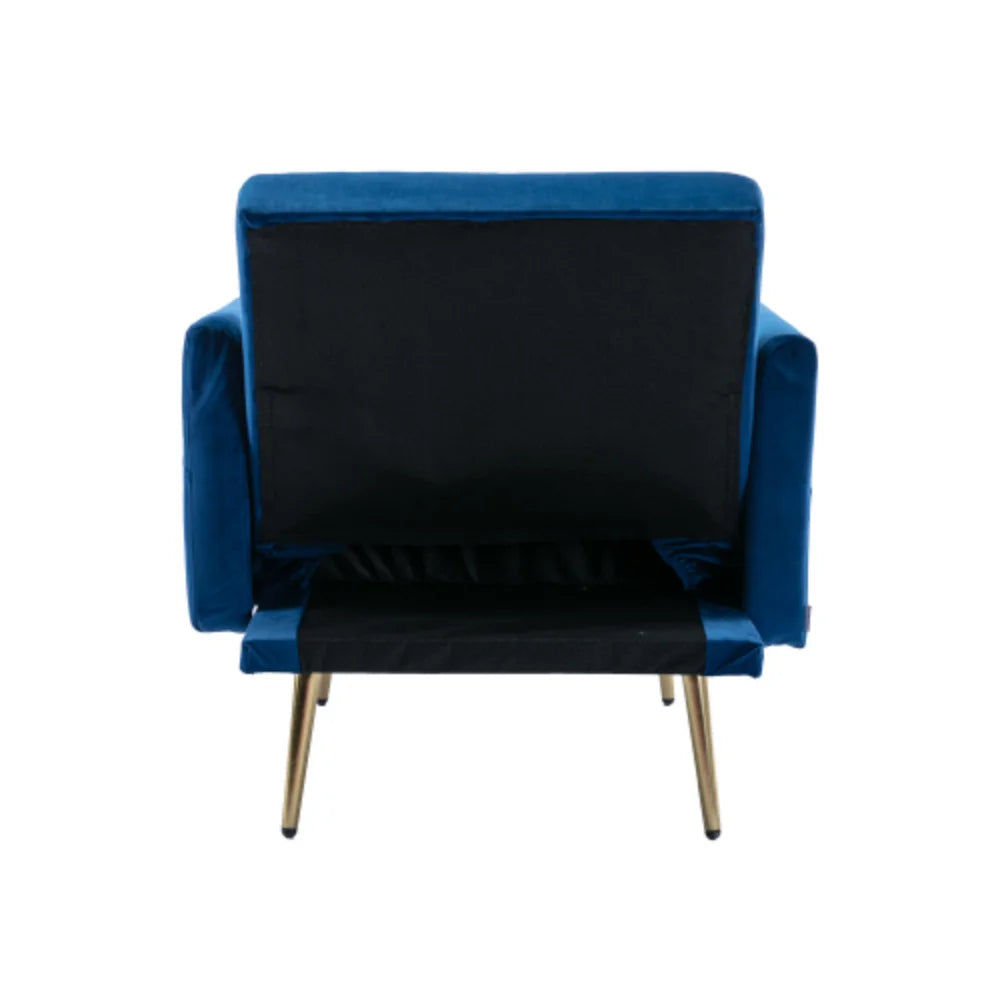 Navy Velvet Accent Chair with Ottoman I422
