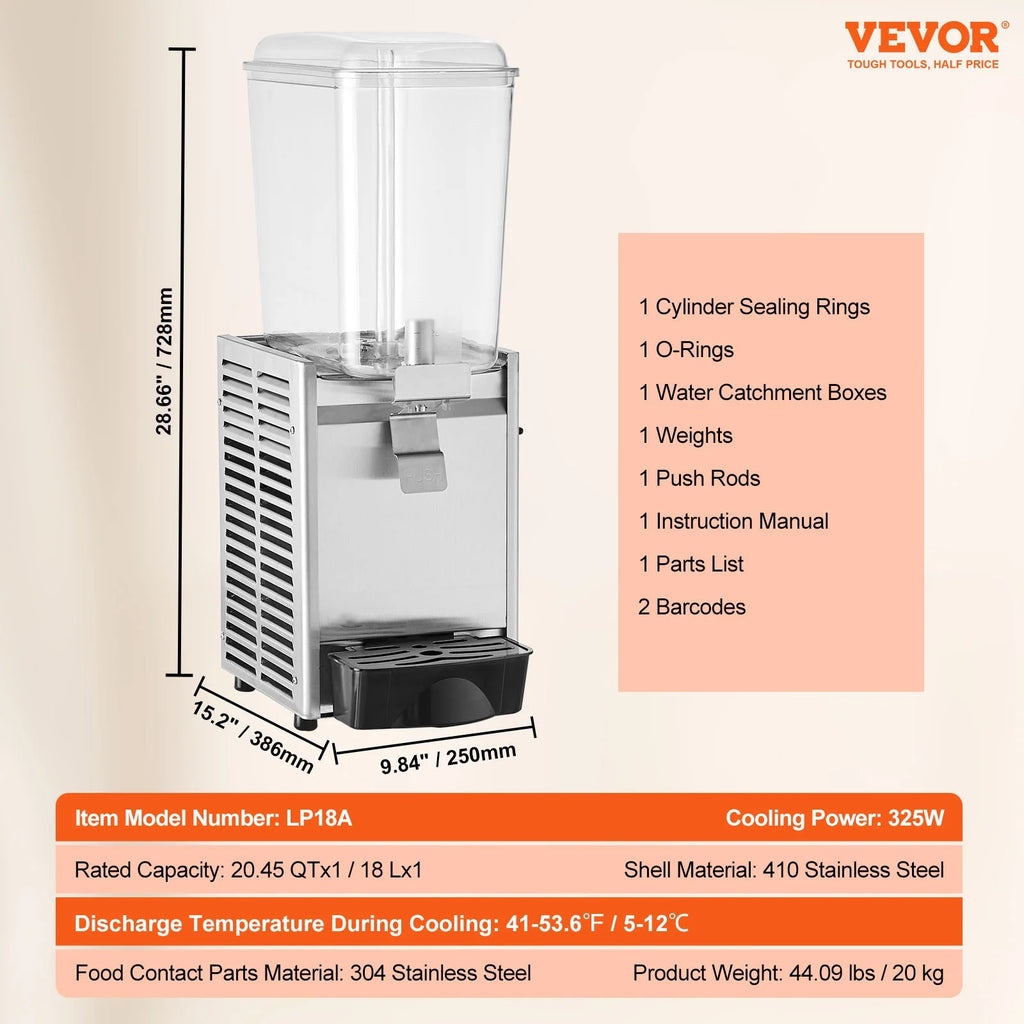 Commercial Beverage Dispenser 18L Stainless Steel F770649