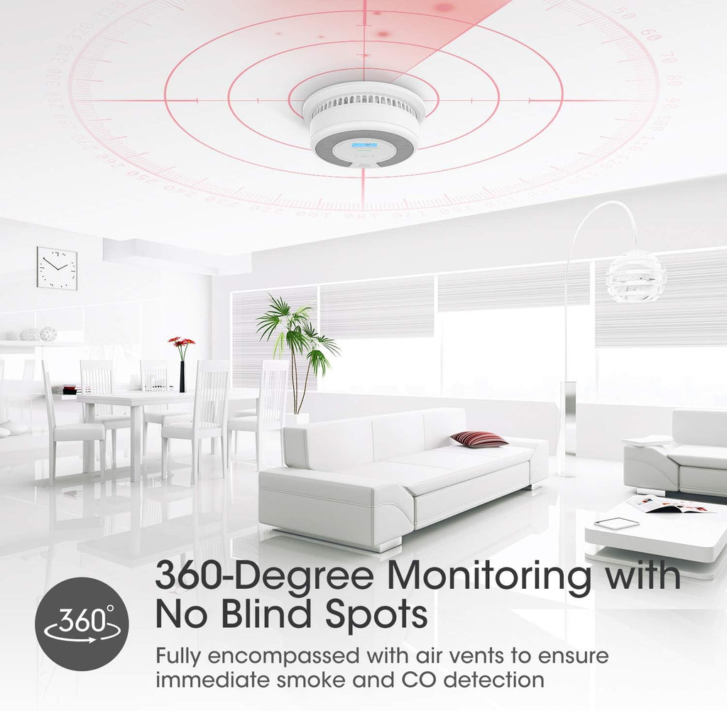 10-Year Battery Smoke and Carbon Monoxide Detector Alarm with LCD Display, Dual Sensor, 5-Pack U638023