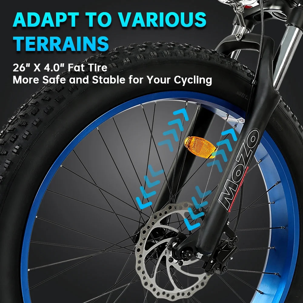 750 W 48 V 12.5 AH 26" Fat Tire Electric Bicycle W767