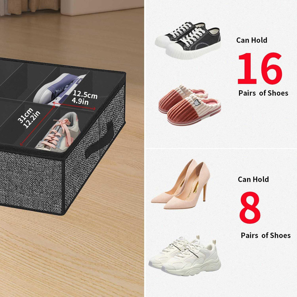 Black Linen-like Underbed Shoe Storage Organizer L64377