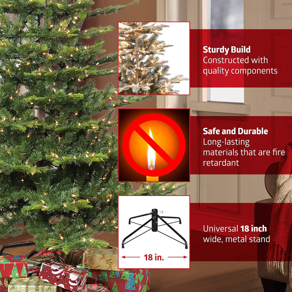 7.5 Foot Pre-Lit Slim Fraser Fir Artificial Christmas Tree with 500 Clear Lights, Green Z128