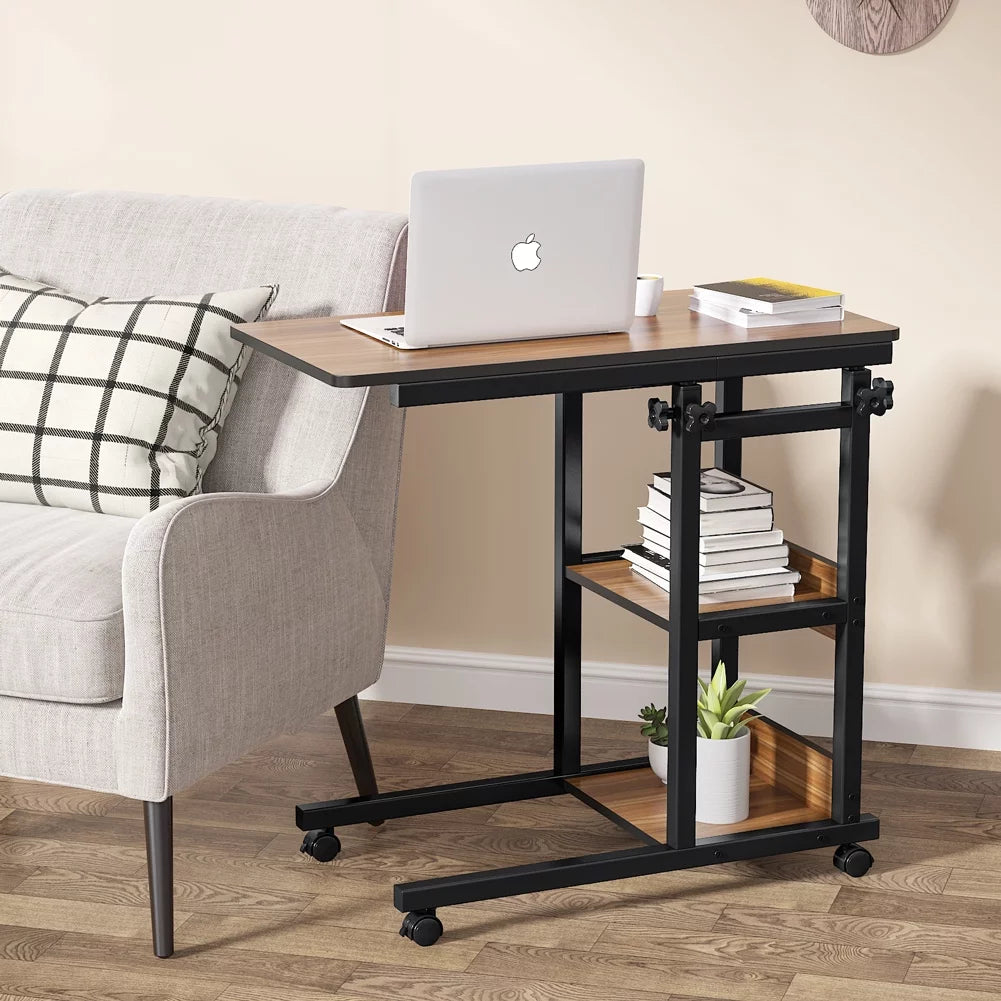 Mobile Couch Table with Storage Shelves and Wheels S64488