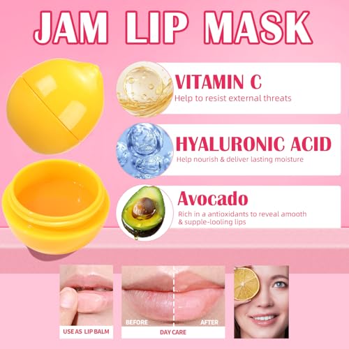 6 PCS Mini Strawberry Lemon Peach Cherry Moisturizing Lip Sleeping Mask Set W75737