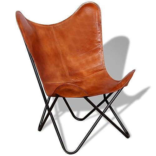 Brown Real Leather Butterfly Chair H64703