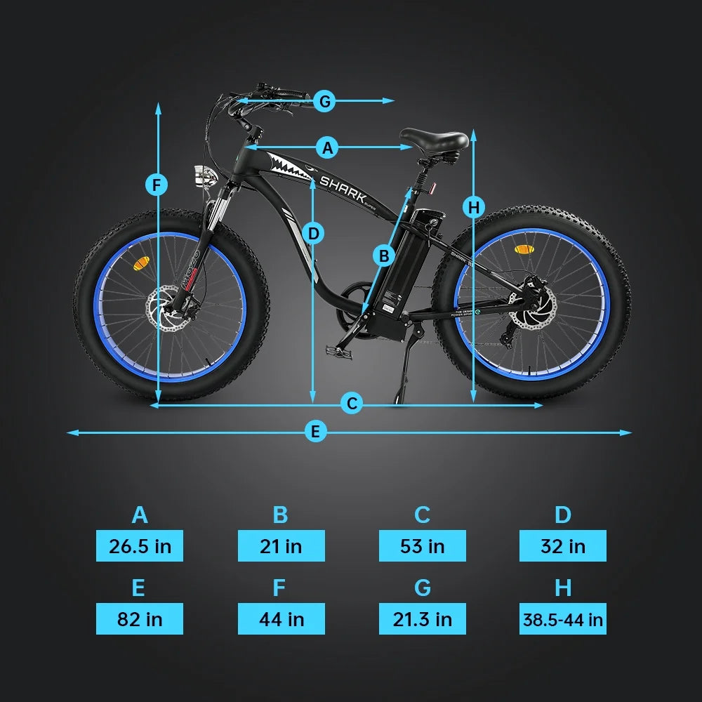 750 W 48 V 12.5 AH 26" Fat Tire Electric Bicycle W767