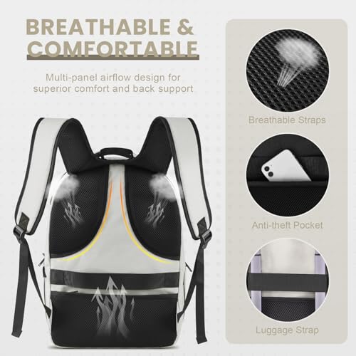 17 Inch Grey Water Resistant Travel Laptop Backpack with USB Charger Hole & Luggage Sleeve Q458864
