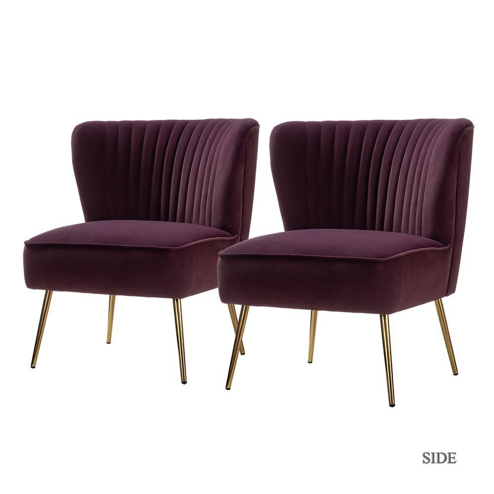 Purple Gold Legs Side Chair Set of 2 F509