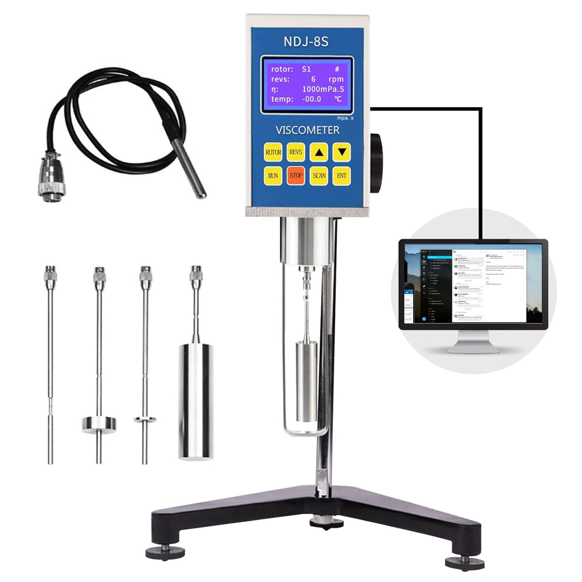 Digital Rotary Viscometer with Temp. Probe 10-6,000,000 mPa.s ±3% 110V I6389